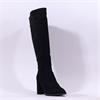 Wonders Aurora High Block Heel Knee High - Black Suede